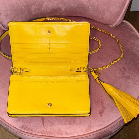 Tory Burch Fleming Mustard Quilted Leather Crossbody Bag - Picture 5 of 6